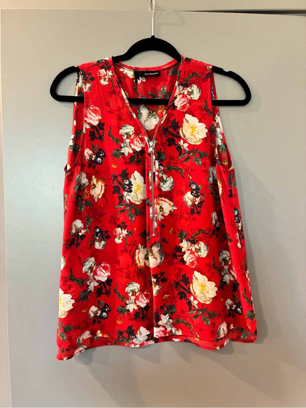 The Kooples Red Floral Silk Blouse